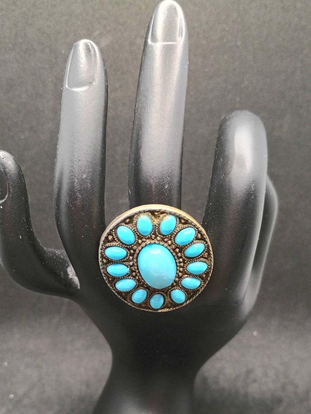 Turquoise Stone Cluster Statement Ring - Women Jewelry